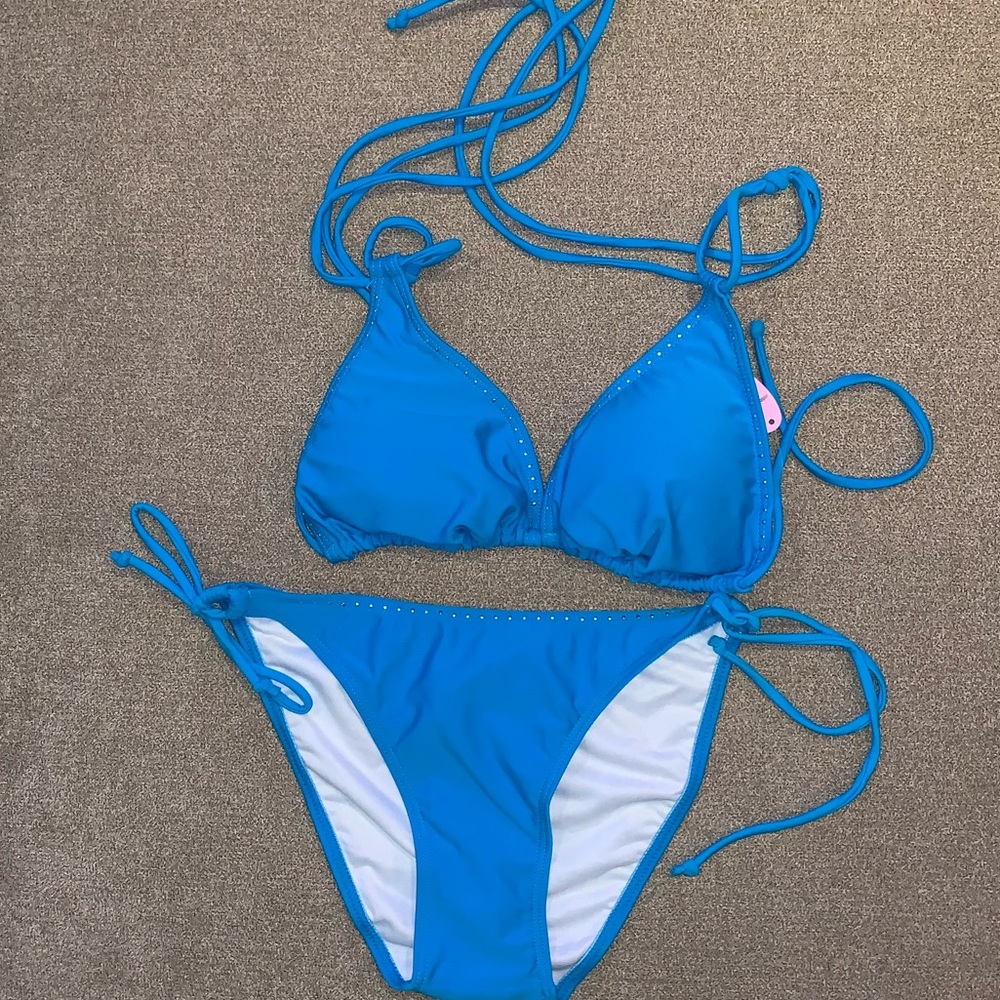 Turquoise Bikini w/Studs - SM Bottoms, Med Top NWT